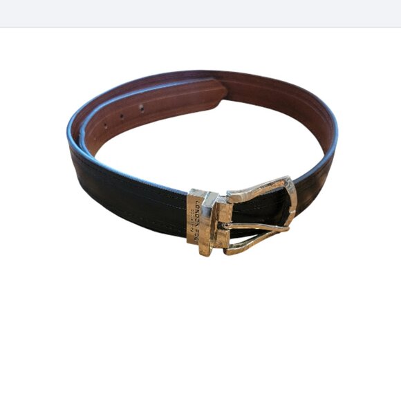 London Fog Black Leather Belt - Picture 1 of 6